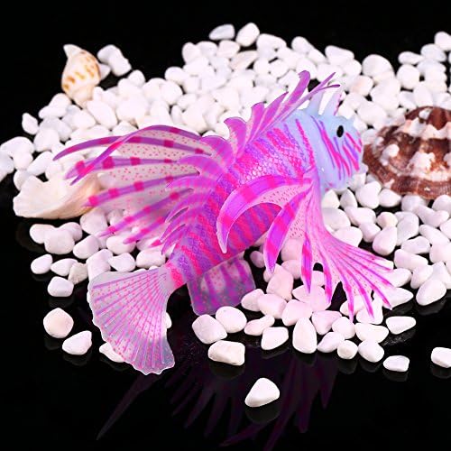 YOSOO123 3D Ornamento de peixe -leão artificial, peixe falso luminoso de silicone, decoração de tanques de peixes aquários, simulação de brilho fluorescência animal decoração de aquário de peixes de leão