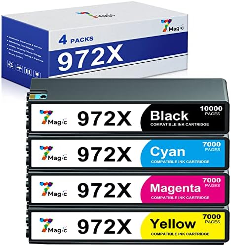 7magic 972x 972A Substituição compatível para cartucho de tinta HP 972X para cartucho de tinta HP 972A para HP Pagewide Pro 477DW 477DN
