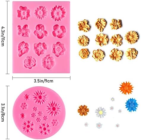 Moldes de argila de polímero de flores HHLCWA 4 PCs, moldes de argila de polímero de girassol rosa para brincos, flores