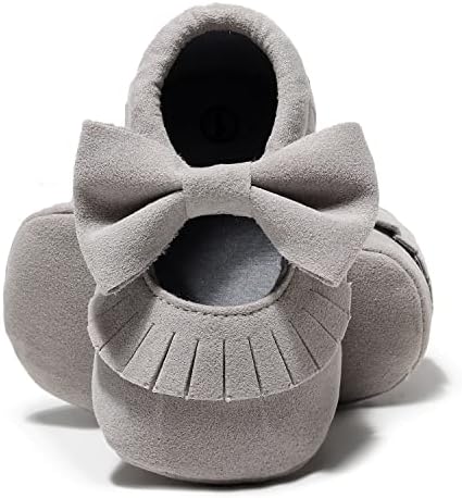 Bebila Double Bow Fringe Baby Mocassins - Soft de solteiro Sapatos de bebê meninas
