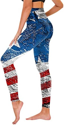 4 de julho Leggings para mulheres de cintura alta bandeira patriótica Americana Slim Pants Lápis Sports de Yoga Breathable Yoga Sports