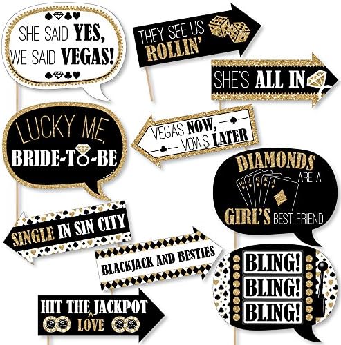 Vegas engraçadas antes dos votos - Las Vegas Bridal Chuser ou Bachelorette Party Photo Booth Props Kit - 10 peças