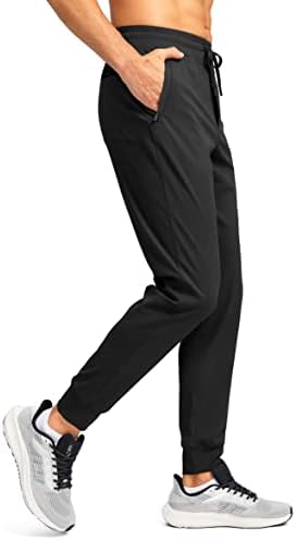 Pudolla masculino de joggers masculinos com 3 bolsos com zíper calças de treino para homens que administram ginástica andando de golfe casual