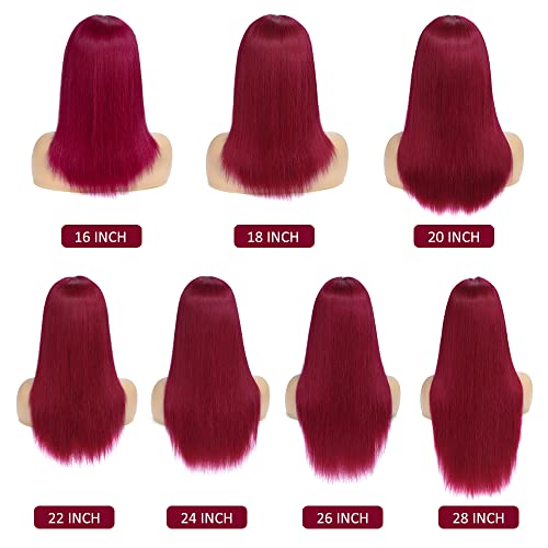X-Tress Borgonha Red Wig com franja peruca de cabelo humano com franja 28 Para mulheres negras Máquina cheia feita longa