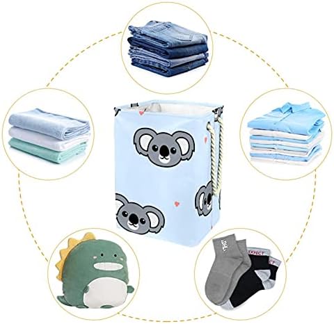 Indicultor de coala fofo padrão de rosto grande cesto de roupa prejudicável a lavanderia de roupas prejudiciais para roupas para o organizador de brinquedos de roupas, decoração de casa para banheiro do quarto