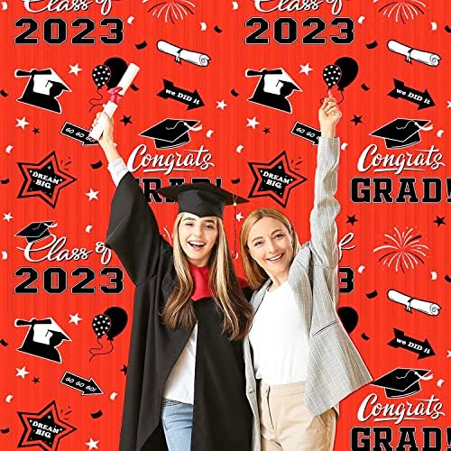 Decoração da festa de graduação 2023 Classe de 2023 Decorações 2 pacote de 6,5x8ft Cortinas de franja de papel alumínio