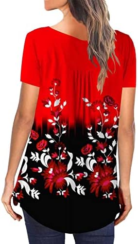 Túnica de túnica de impressão floral para mulheres barriga de barriga de barriga lascada camisetas camisetas de verão casual de manga curta para cima V blusas de pescoço