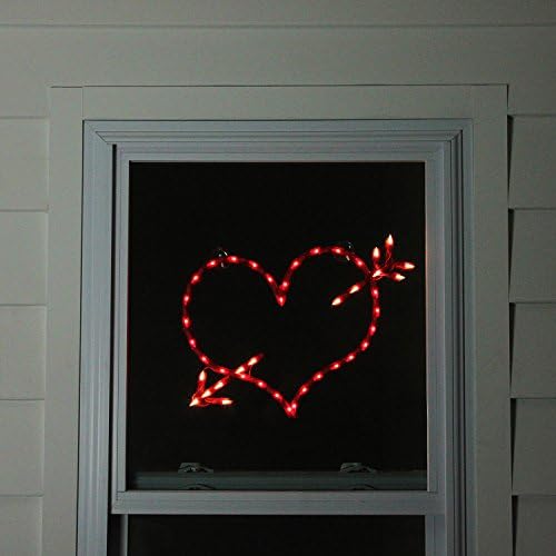 Northlight Lighted Red Day's Day's Heart Bow and Arrow Window Silhouette Decoration, 18