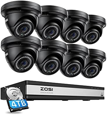 ZOSI 16CH 4K POE Security Camera System Outdoor for Business, câmeras Poe de 8 x 5MP Poe com visão noturna, 4K 16CH NVR com HDD de 4 TB para gravação 24/7, detecção de movimento, controle remoto