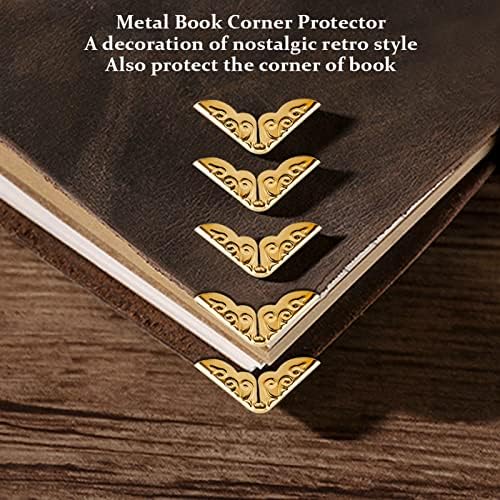 Gold Book Corners, Metal Book Corner Protectors, 100pcs retro amarelo canto de metal de metal protetor Pasta Canto Protetor decorativo