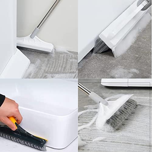 Escova de limpeza de fenda de cozinha de banheiro rotativa premium, escova de rotação triangular de 120 graus com rodo,