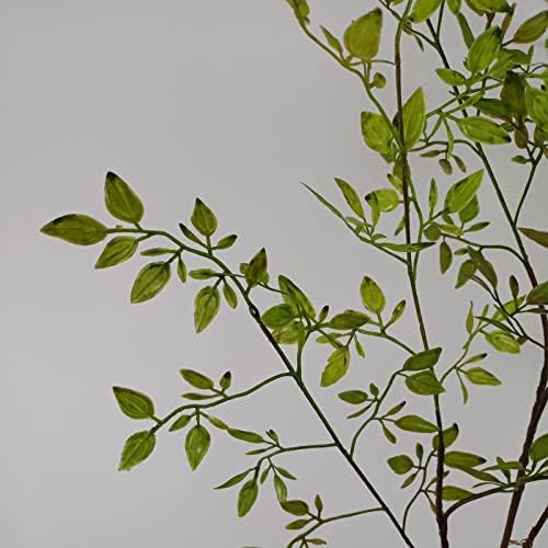 Ramo de plantas artificiais de panonw, 2 pcs plantas de sorte falsas vivem como com folhas verdes de plástico altos altos