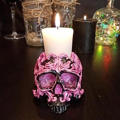 3D Skull Candlestick resina epóxi molde aromaterapia com gesso de gesso de gesso de caneta Silicone Mold Crafts Diy Pen