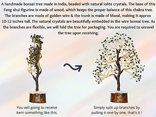 Iolite Natural Healing Premium Crystal Bonsai Feng Shui Fortune Money Tree of Life for Home Office Decor
