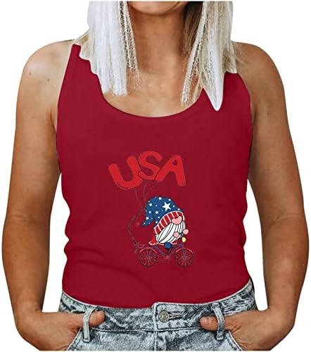Tampas de ginástica para mulheres EUA patrióticos camisetas estreladas STARS STRESS SGRETENS DO TANQUE DE TANKS DE JULHO TANKS