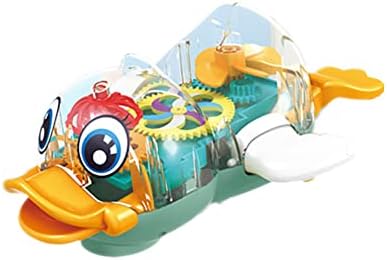 Pato de engrenagem mecânica transparente, Miracland Transparent Gear Duckling Toy Toy Land Swimming Toy Toy Toy Electronic Duck Toy Universal Car Brinquedão com luzes e armas de música e pernas podem se mover