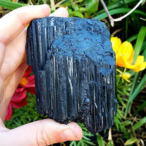 Black Tourmaline Schorl do Brasil Cluster Log Raw Natural Cristal Healing Gemstone Amospime Stone 4