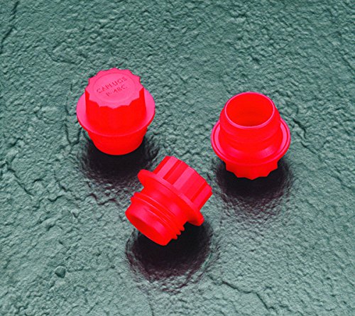Capluga o plugue rosqueado de plástico para acessórios para tubos. P-48C, PE-HD, para preencher o tópico 1/2-14 NPT , vermelho