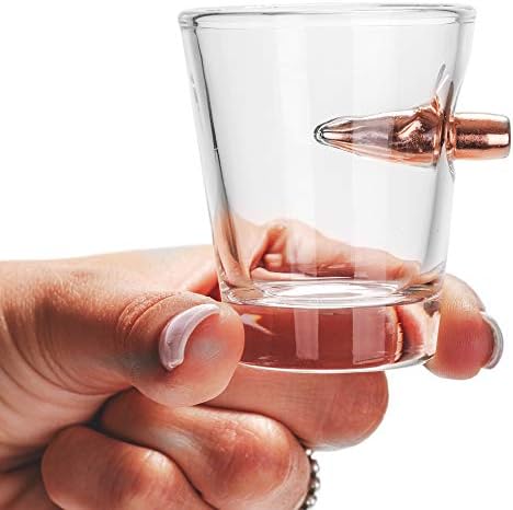 Lucky Shot 308 Calibre Shot Glass | Bullet incorporado cobre de 1,5 oz de gabinete de vidro de borossilicato de