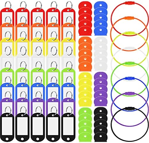 BBTO 88 PCs Colors Capas de teclas Tags Tags Definir 40 PCs Capas de identificador de teclas de plástico e 40 PCs Tags plásticos Etiquetas com 8 PCs Cable ChainChain para chaves Organização