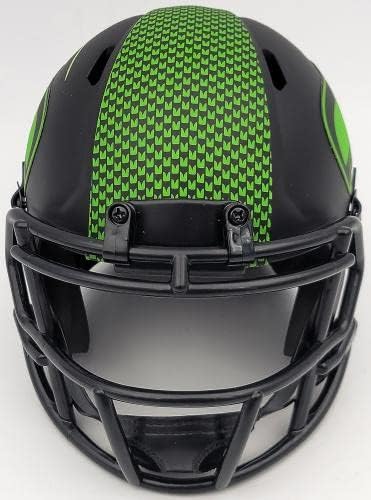 Walter Jones autografou o Seattle Seahawks Eclipse Black Speed ​​Mini Capacete MCS Holo Stock #203084 - Mini capacetes autografados da NFL