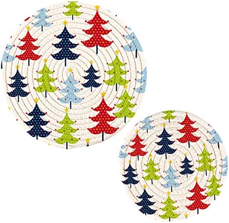 UMIRIKO Árvores de Natal Titulares de maconha Trivets Conjunto 2 PCs, Potholders para decoração da cozinha, Tea de fio de