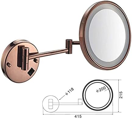 Dekika Banheiro Ministro de Ministro de Banheiro Montado de Parede Montado de 8 polegadas Espelho de Maquiagem USB com luzes LED e ampliação 3x Espelho redondo de vaidade redonda única Bateria de lítio embutida