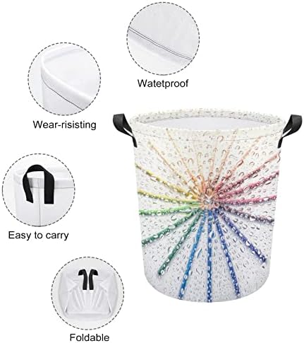 Lápis de cores engraçadas através das cestas de lavanderia de vidro com alças à prova d'água Roundable Dourplable Hampers Storage Bag Organizer