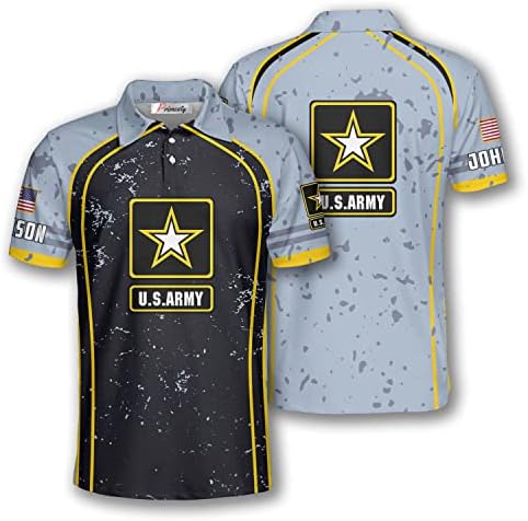 Primesty personalizada Exército dos EUA Camisas Polo para homens, nome de manga curta Camisas veteranas do Exército dos EUA para homens, tamanho S-5xl