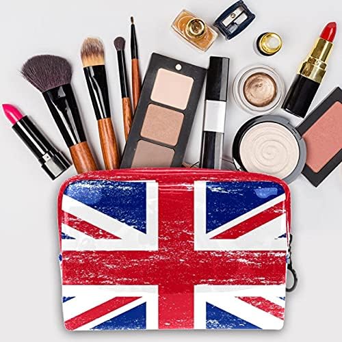 Bolsa de maquiagem do grunge de bandeira britânica para bolsa de organizador de viagens portátil para bolsa para
