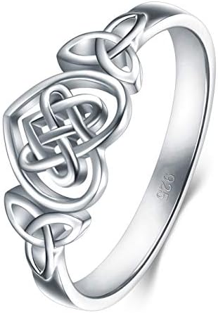 Boruo 925 Sterling Silver Ring Celtic Nó Coração Alto polimento manchado Eternity Banda de casamento Eternity Anel empilhável