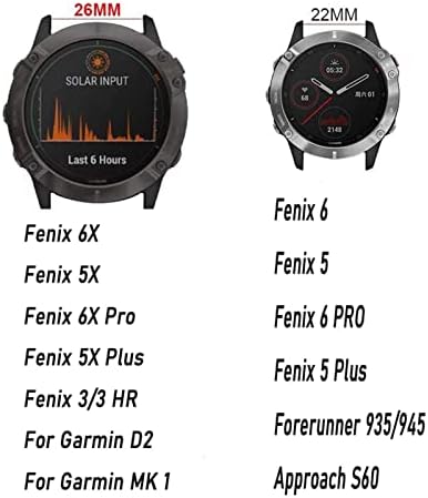 Axti 22 26mm Banda de relógio de silicone de 26 mm Strap de ajuste rápido para Garmin Fenix ​​7 7X/3HR/Fenix ​​5x/Fenix ​​5x Plus/S60/D2/Mk1/Fenix