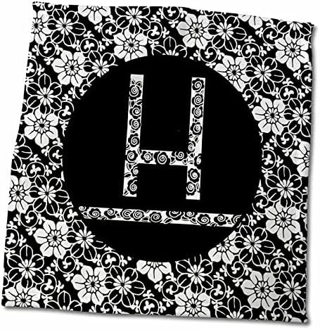 3drose lindas letra de monograma floral preto e branco - toalhas