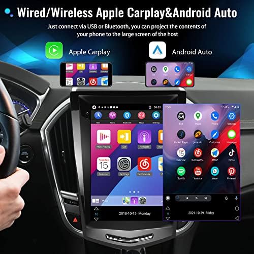 [2+32G] Android 11 estéreo de carro para Cadillac ATS/SRX/XTS/CTS 2013 com Apple CarPlay & Android Auto, Rádio de tela de tela