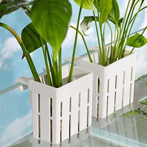 Halifina 2pcs Copo aquático de planta, vaso de planta aquática plástica com dois conjuntos de tamanhos diferentes de suporte, suporte