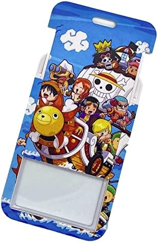 Anime One Piece Monkey D Luffy cordilhão com ID Badge titular para o chaveiro do chaveiro Zoro Card de capa de cartão de crédito Protetor
