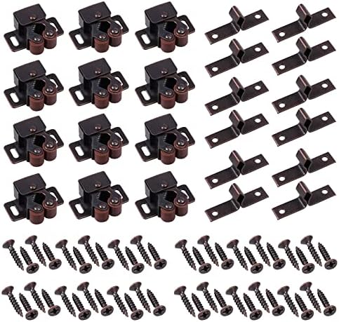 Tfiiexfl 12 PCs Vintage Brown forte Double Catch armário de armário de armário de trava de trava do contratante Pack Roller Catch,