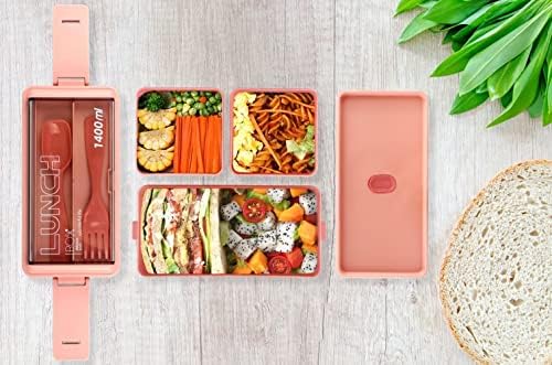 Bentomoment Bento Box Lunch Box, 2 Compartamentos de 2 Compartamentos Recipientes de almoço para adulto, BPA grátis