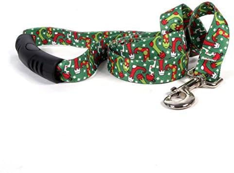 Projeto de cão amarelo Meias de Natal Ez-Grip Dog Leash com alça de conforto, pequeno/médio