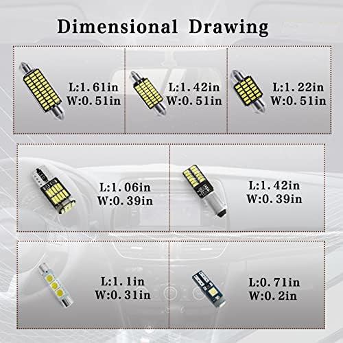 Luzes de carro interiores Stymart 42Pieces, conjunto de kits de bulbo de carro 28 mm 31 mm 36 mm 41 mm Ba9s T5 T10 kit de lâmpada