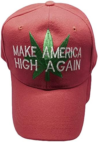 Make America High Again Again Marijuana Pote Leaf Red acrílico Ajustável Cap Hat Bordeted