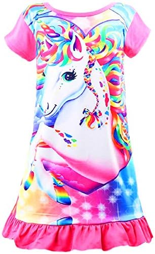 Nightgowns de meninas de Sylfairy, unicorn camisola de pijama princesa para meninas Nightwearty