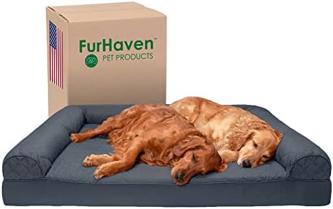 Furhaven XXL Ortopédico Cama de cachorro Sofá acolchoado estilo com tampa lavável removível - cinza de ferro, jumbo plus
