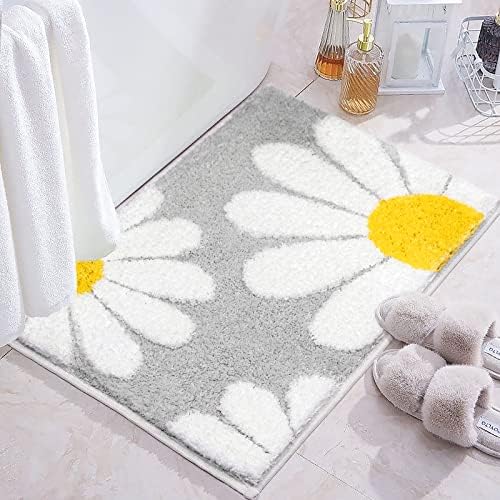 Tapetes de banho NOTASA para banheiro tapetes de banheiro cinza Daisy Banho fofo tapete pequeno tapetes de banho sem