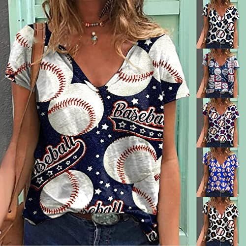 Camisas para mulheres casuais femininas de pétalas tops v pescoço de manga curta camisas de beisebol