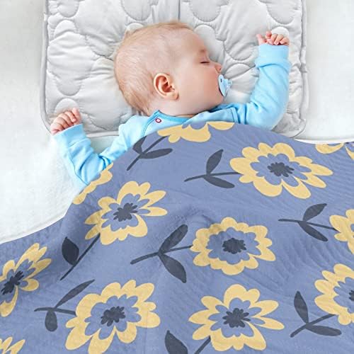 Cobertor cobertor de flor amarelo manta de algodão para bebês, recebendo cobertor, cobertor leve e macio para berço, carrinho,