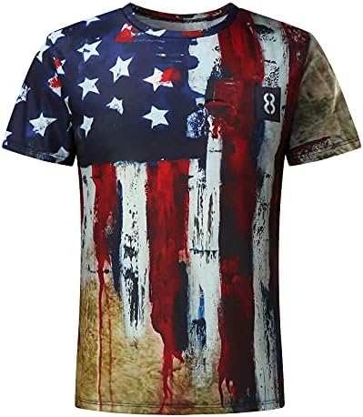 XXBR American's American Independence Day T-shirt Crewneck Stars and Stripes Prind Tee Camise