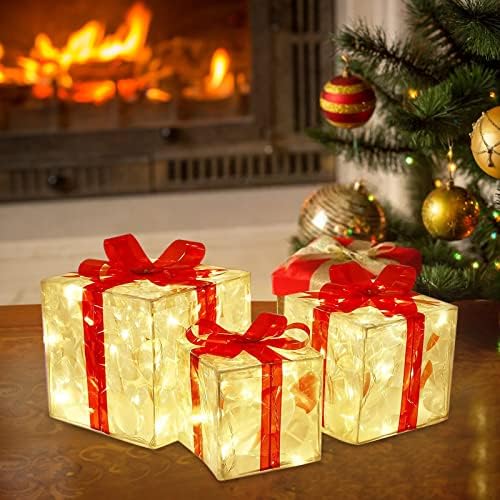 NPKGVia Christmas Growing Decoration Gift Boximent With Bow Christmas Lighting Box Light Light Lighting Box Christmas Caixa de