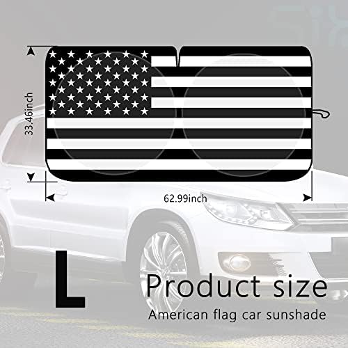 Sol de pára-brisa dobrável, material espessado 240T, bandeira americana Tampa de pára-brisa completa com abertura V para blocos UV e