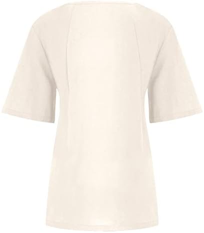 Mulheres tops básicos túnica de emagrecimento em camisola curta 1/2 luxo de boto linho de linho de pescoço de outono tops de botão